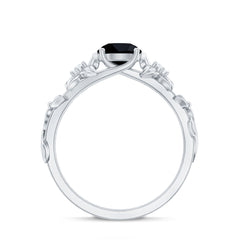 Nature Inspired Black Spinel Engagement Ring with Diamonds