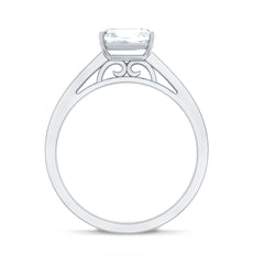 Asscher Cut 8 MM Moissanite Solitaire Engagement Ring with Side Stones