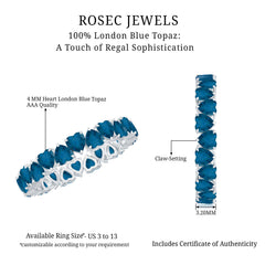 London Blue Topaz Heart Eternity Band Ring