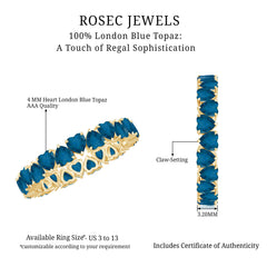 London Blue Topaz Heart Eternity Band Ring