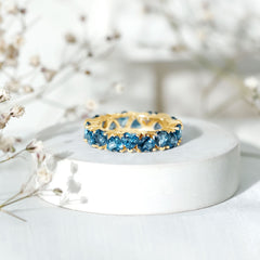 London Blue Topaz Heart Eternity Band Ring