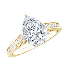 Classic Pear Cut Moissanite Solitaire Engagement Ring With Side Stones