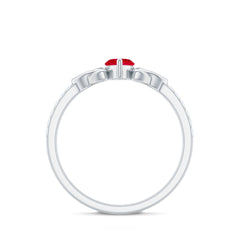 Marquise Cut Solitaire Ruby Celtic Knot Ring with Diamond