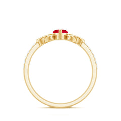 Marquise Cut Solitaire Ruby Celtic Knot Ring with Diamond