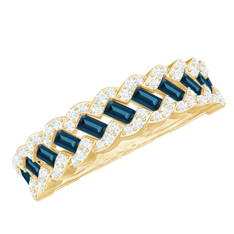 Real London Blue Topaz and Diamond Wedding Ring For Women