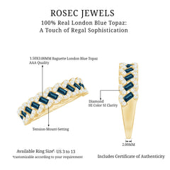 Real London Blue Topaz and Diamond Wedding Ring For Women