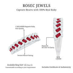 Natural Baguette Ruby Half Eternity Band with Diamond