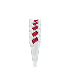 Natural Baguette Ruby Half Eternity Band with Diamond