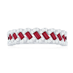 Natural Baguette Ruby Half Eternity Band with Diamond