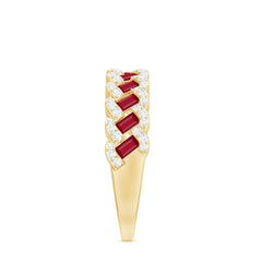 Natural Baguette Ruby Half Eternity Band with Diamond