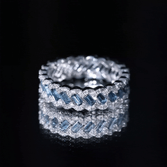 Baguette London Blue Topaz Full Eternity Band with Diamond