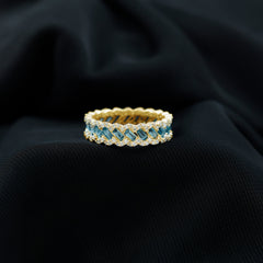 Baguette London Blue Topaz Full Eternity Band with Diamond