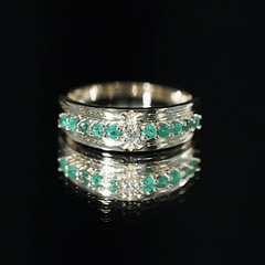 Real Diamond and Emerald Anniversary Ring for Women