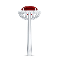 Lab Created 8MM Ruby Halo Engagement Ring with Diamonds