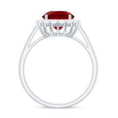 Lab Created 8MM Ruby Halo Engagement Ring with Diamonds