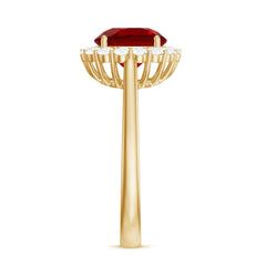 Lab Created 8MM Ruby Halo Engagement Ring with Diamonds