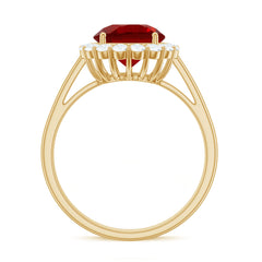 Lab Created 8MM Ruby Halo Engagement Ring with Diamonds