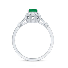 Vintage Inspired Emerald Engagement Ring with Diamond