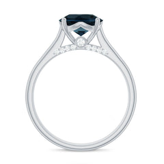 Solitaire Round London Blue Topaz Cathedral Engagement Ring