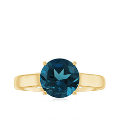 Solitaire Round London Blue Topaz Cathedral Engagement Ring