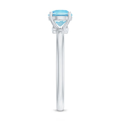 Natural Aquamarine Promise Ring with Surprise Diamond