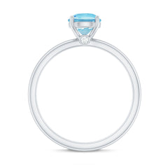 Natural Aquamarine Promise Ring with Surprise Diamond