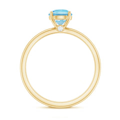 Natural Aquamarine Promise Ring with Surprise Diamond