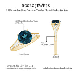 Natural London Blue Topaz and Diamond Engagement Ring