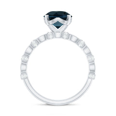 8MM London Blue Topaz Solitaire Engagement Ring with Diamonds