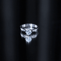 6 MM Certified Aquamarine Solitaire Promise Ring with Diamond
