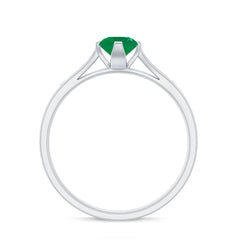 Natural Emerald Diamond Promise Ring with Pinched Shank