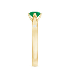 Natural Emerald Diamond Promise Ring with Pinched Shank