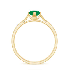 Natural Emerald Diamond Promise Ring with Pinched Shank