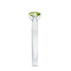 Natural 0.5 Carat Peridot Promise Ring with Diamond