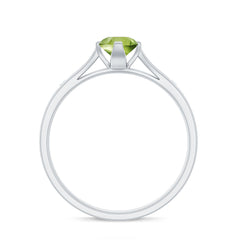 Natural 0.5 Carat Peridot Promise Ring with Diamond