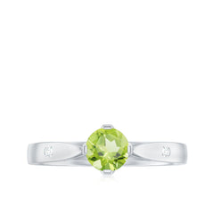 Natural 0.5 Carat Peridot Promise Ring with Diamond