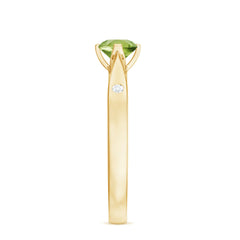 Natural 0.5 Carat Peridot Promise Ring with Diamond