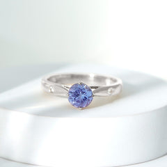 Natural Tanzanite Diamond Commitment Ring for Women