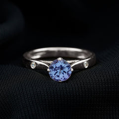 Natural Tanzanite Diamond Commitment Ring for Women