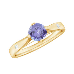 Natural Tanzanite Diamond Commitment Ring for Women