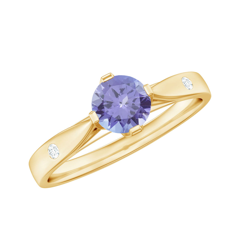 Natural Tanzanite Diamond Commitment Ring for Women
