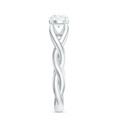 Certified Moissanite Solitaire Engagement Ring in Crossover Shank