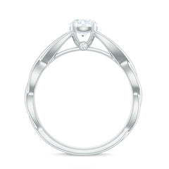 Certified Moissanite Solitaire Engagement Ring in Crossover Shank