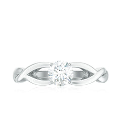 Certified Moissanite Solitaire Engagement Ring in Crossover Shank