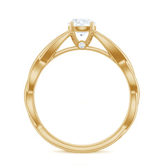 Certified Moissanite Solitaire Engagement Ring in Crossover Shank
