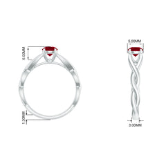 Natural Ruby Solitaire Ring in Crossover Shank