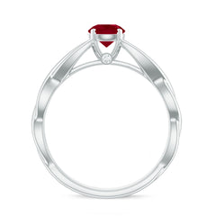 Natural Ruby Solitaire Ring in Crossover Shank
