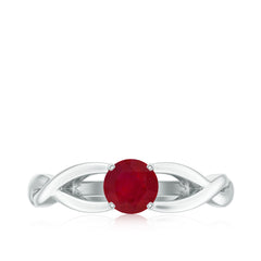Natural Ruby Solitaire Ring in Crossover Shank