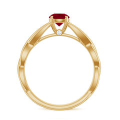 Natural Ruby Solitaire Ring in Crossover Shank