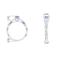 Real Tanzanite Diamond Proposal Ring with Crossover Shank